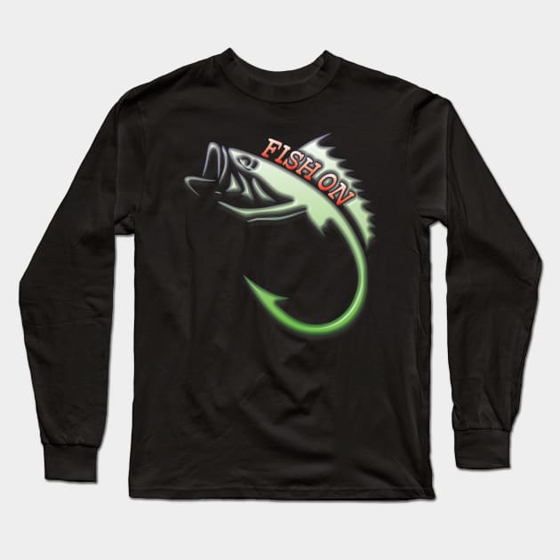 Fish on fish hook Long Sleeve T-Shirt by Fisherbum